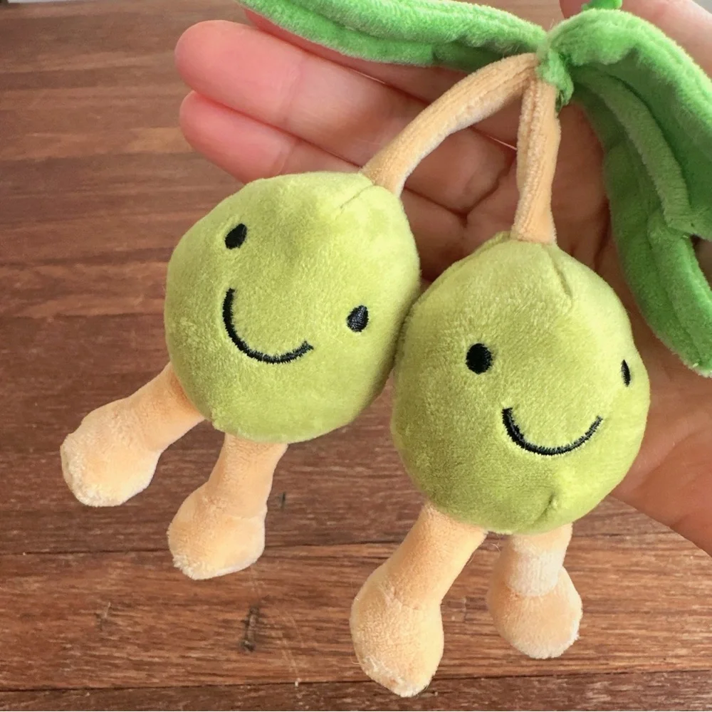 Cute Olive Plush Keychain Pair Kawaii Food Bag Charm Soft Mini Plushie Gift